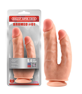 Фаллоимитатор двойной на присоске Chisa Ballsy Bromeo, бежевый, 25 см х 4.5 см - No Taboo