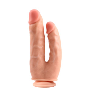 Фаллоимитатор двойной на присоске Chisa Ballsy Bromeo, бежевый, 25 см х 4.5 см - No Taboo