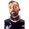 Ошейник кожаный LateX, черный, размеры 35 см - 43 см, фото №1 — секс шоп Украина, NO TABOO
