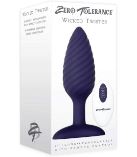Анал.пробка с вибрацией+пульт ZERO TOLERANCE WICKED TWISTER PURPLE - No Taboo