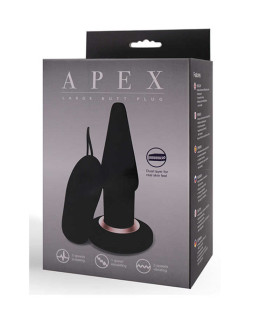 Анал.пробка с вибрацией+пульт APEX BUTT PLUG LARGE BLACK - No Taboo