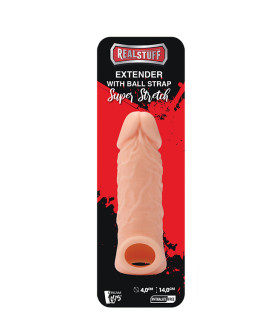 Насадка на пенис Dream Toys RealStuff с эрекционным кольцом, бежевая, 14 х 4 см - No Taboo