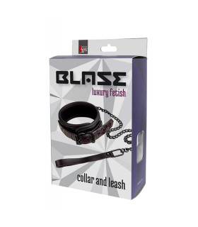 Ошейник с поводком Dream Toys Blaze фиолетово-черный, 4.8 см - No Taboo