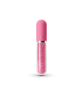 Стеклянный вибратор с кристаллами, розовый, 16.2см х 2.7см - No Taboo