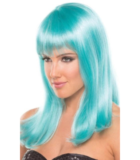 Парик с челкой Hollywood Wig, голубого цвета, 33 см - No Taboo