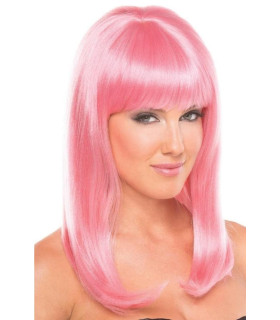 Парик с челкой Hollywood Wig, розовый, 33 см - No Taboo