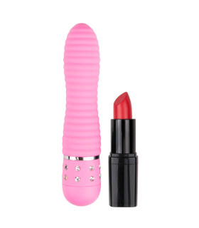 Минивибратор Easytoys с кристаллами, розовый, 11.4 х 2.4 см - No Taboo