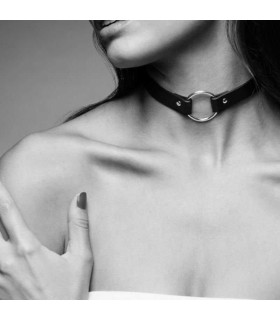 Чокер тонкий з веганської шкіри MAZE Bijoux Indiscret, чорний, 31-41 см - No Taboo