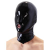 Маска латексная LateX на голову с кольцом на губах, черная, фото №1 — секс шоп Украина, NO TABOO