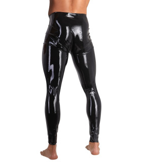 Леггинсы мужские LateX, латексные, с интимным вырезом, черные, 2XL - No Taboo