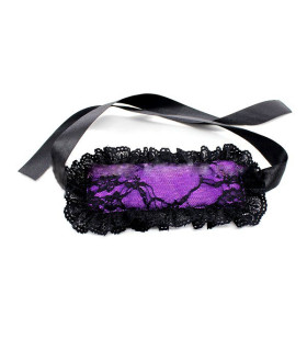 Маска ажурная фиолетовая черное кружево LACE BLINDFOLD - No Taboo