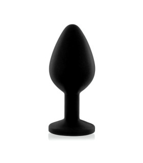 Анальная пробка, L, с кристаллом, черная, 3.8 см х 9.5 см - No Taboo