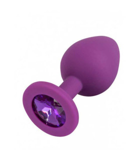Анальна силіконова фіолетова пробка з каменем Colorful Joy Jewel Purple Plug Medium - No Taboo