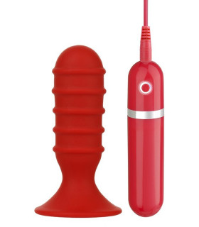 Анальная пробка с вибрацией Dream Toys Menzstuff Ribbed Torpedo, красная, 10 х 3 см - No Taboo