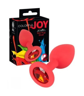 Анальна силіконова пробка червоного кольору з каменем Red Silicone S - No Taboo