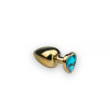 Анальная пробка с камнем в форме сердца Gold L Light Blue фото №1 — секс игрушки: Украина, NO TABOO