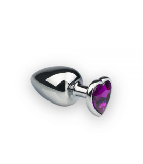 Анальная пробка с камнем в форме сердца Silver S Dark Violet - No Taboo