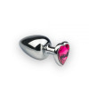 Анальная пробка, S, с камнем в форме сердца Silver Pink фото №1 — секс игрушки: Украина, NO TABOO