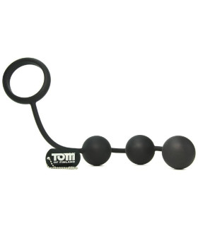Анальные шарики Tom of Finland Cock Ring with 3 Weighted Balls - No Taboo
