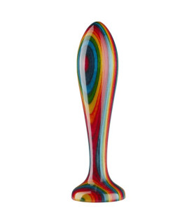 Деревянная анальная пробка Teatiamo Rainbow Small - No Taboo