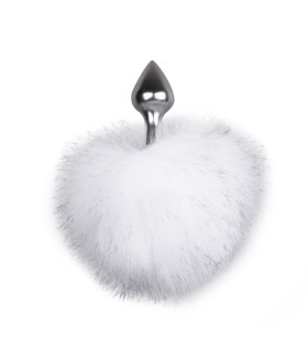 Металлическая анальная пробка с помпоном белый Bunny Tail Plug - No Taboo