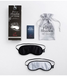 Набір пов'язок на очі Fifty Shades Of Grey шовкові, чорна та сіра, 2 шт - No Taboo