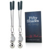 Зажимы для сосков Fifty Shades of Grey регулируемые, серебристые, 8,3 см, фото №1 — секс шоп Украина, NO TABOO
