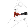 Кляп роза из силикона и итальянской кожи Rose Ball Gag UPKO, фото №7 — секс шоп Украина, NO TABOO