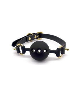 Кляп из силикона и итальянской кожи Breathable Small Ball Gag UPKO - No Taboo