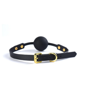 Кляп из силикона и итальянской кожи Solid Ball Gag UPKO - No Taboo