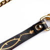 Ошейник с поводком итальянская кожа кружевной фатин Leather Thorn Collar & Chain Leash UPKO, фото №5 — секс шоп Украина, NO TABOO
