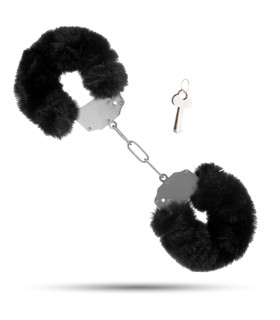 Металеві наручники з м'яким хутром S&M CuffS, чорні NO TABOO - No Taboo