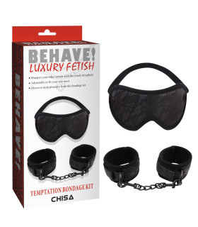 Набор маска и наручники с кружевом Chisa Behave Luxury Fetish, черный - No Taboo