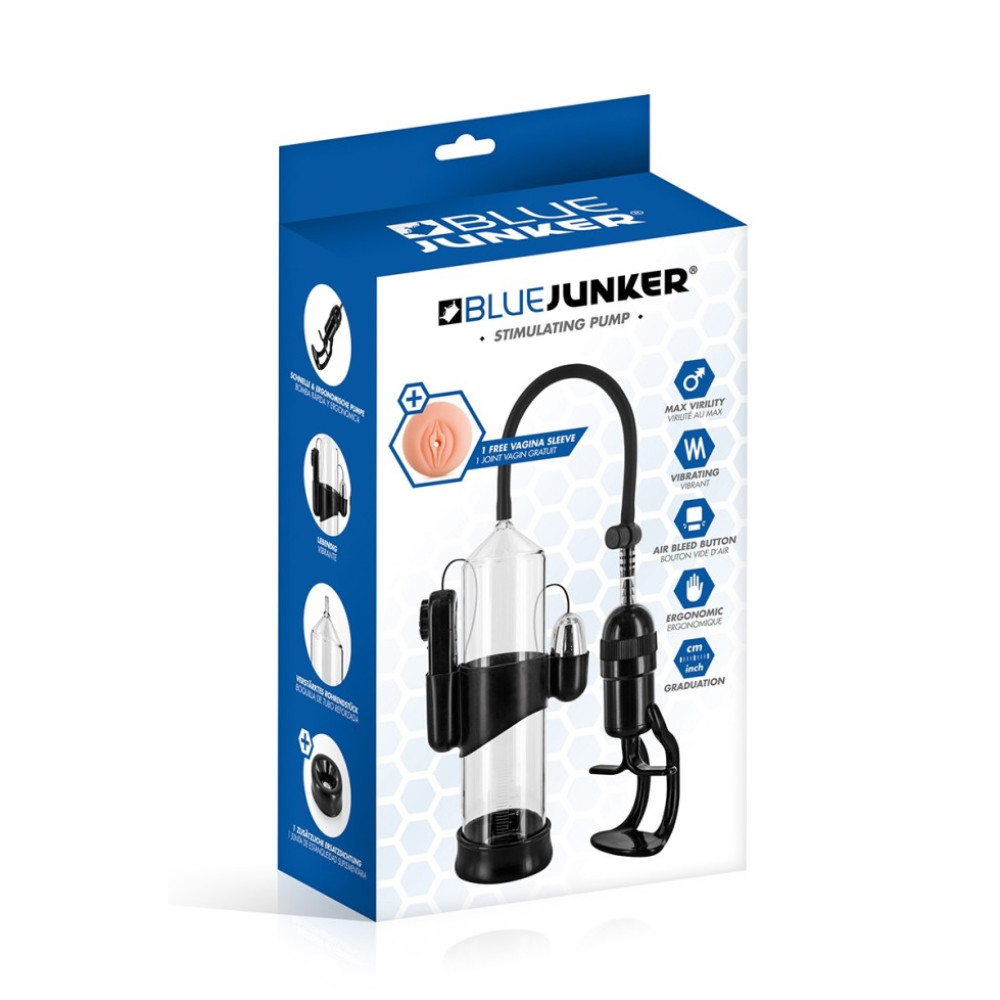 Помпа вакуумная механическая Blue Junker Stimulating Pump с вибрацией, 23 см х 6 см фото №2 — секс игрушки: Украина, NO TABOO