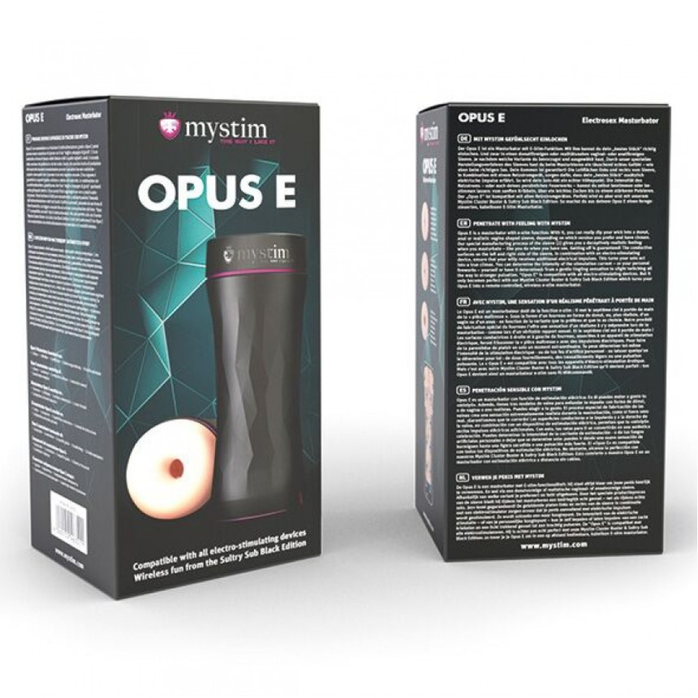 Мастурбатор с электростимуляцией Mystim Opus E Donut, бежевый, 21.5 х 8.4 см, фото №2 — секс шоп Украина, NO TABOO