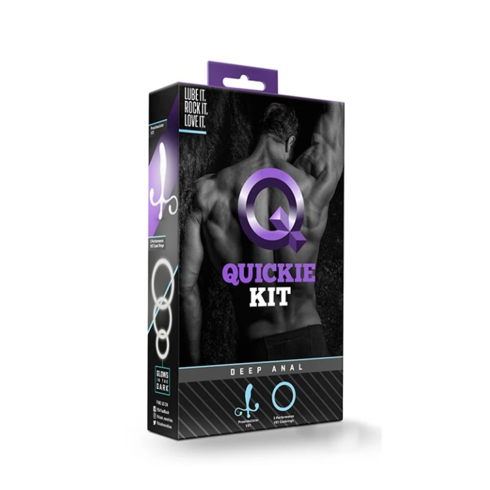 Массажер простаты с набором колец Blush quickie kit, белый, 12.5 см x 2.5 см фото №2 — секс игрушки: Украина, NO TABOO
