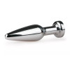 Анальная пробка металлическая Easytoys Metal Butt Plug с белым камушком, 11.4 х 2.8 см фото №3 — секс игрушки: Украина, NO TABOO