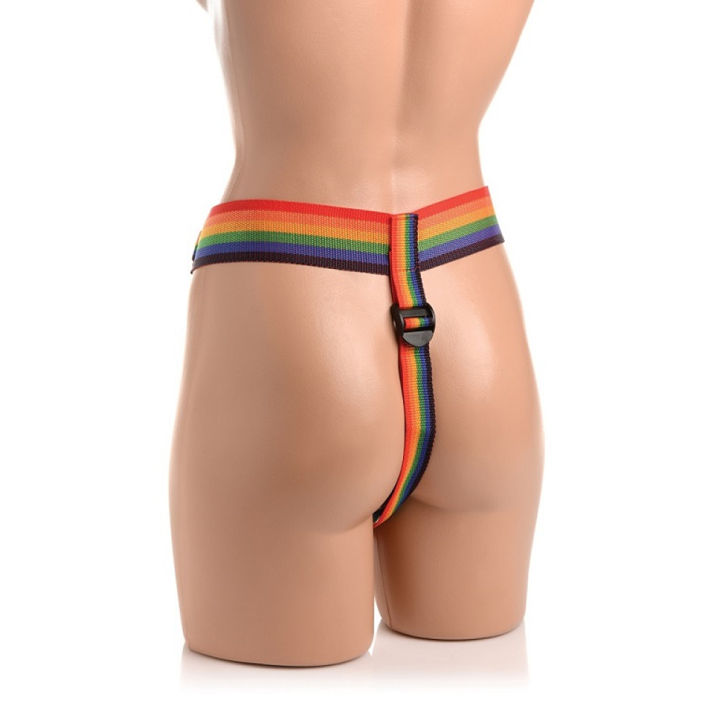 Трусы для страпона с кольцевым креплением Strap-U Rainbow harness, разноцветные, универсальный размер фото №3 — секс игрушки: Украина, NO TABOO