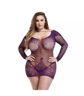 Платье в сетку Lapdance Lingerie, фиолетовое, Plus Size - No Taboo