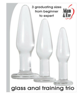 Набор анальных пробок из стекла Adam and Eve Clear Glass Training Trio Anal Plug Set, прозрачный - No Taboo