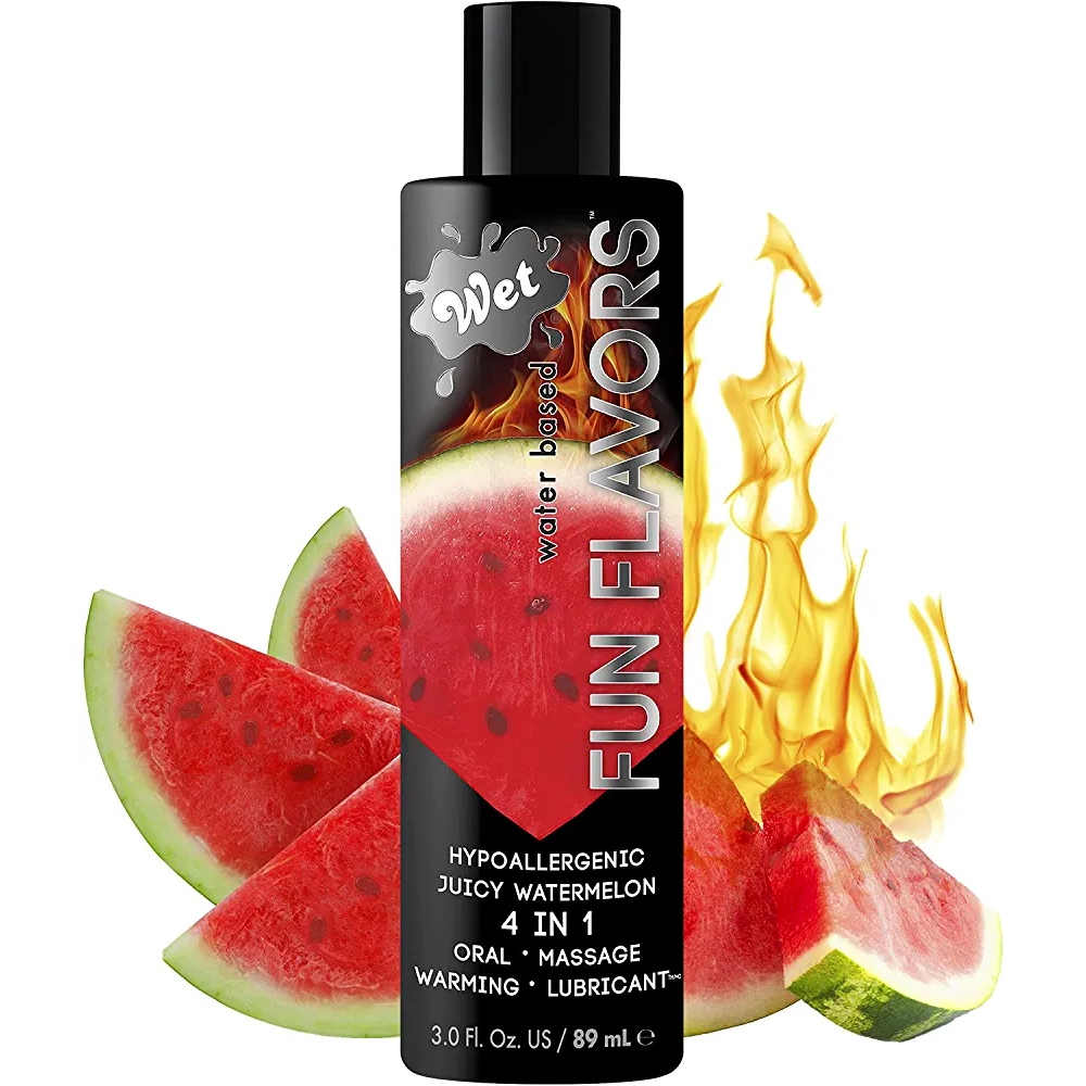 Лубрикант 4 в 1 с эффектом разогрева, 89 мл, Wet Warming Juicy Watermelon со вкусом арбуза, фото №2 — секс шоп Украина, NO TABOO