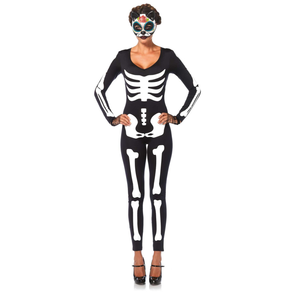Комбинезон с принтом Leg Avenue Skeleton, что светится в темноте, черный, М, фото №3 — секс шоп Украина, NO TABOO