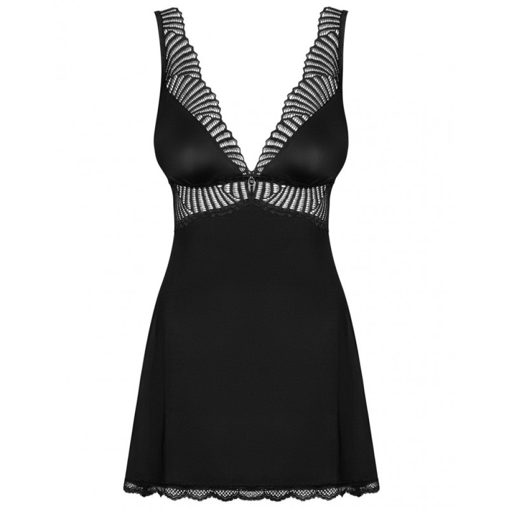 Сорочка эротическая Obsessive Klarita, L/XL, с трусиками, черная, фото №3 — секс шоп Украина, NO TABOO