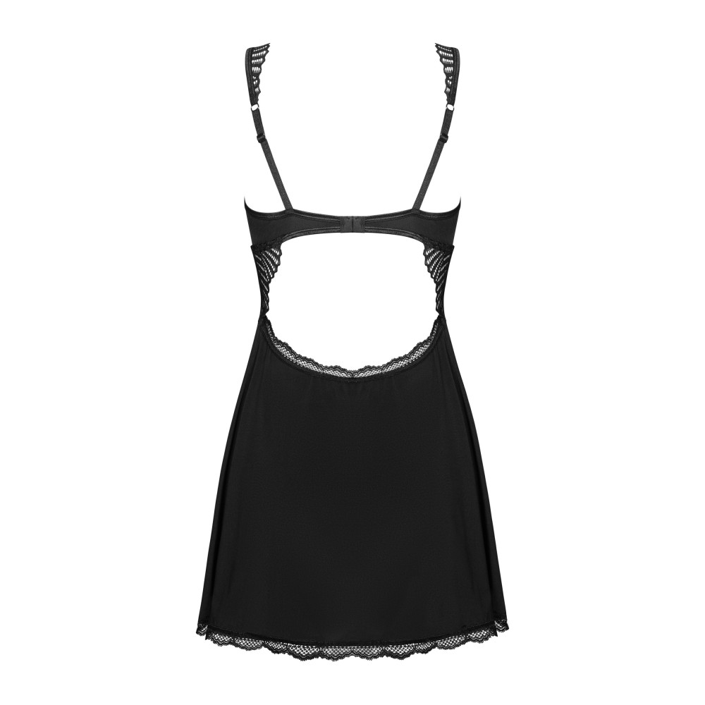 Сорочка эротическая Obsessive Klarita, L/XL, с трусиками, черная, фото №4 — секс шоп Украина, NO TABOO
