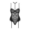 Сексуальный корсет кружевной Obsessive Raquelia, L/XL, со стрингами, черный, фото №6 — секс шоп Украина, NO TABOO