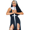 Костюм монашки Leg Avenue, L, Sultry Sinner 3 предмета, черный с белым, фото №4 — секс шоп Украина, NO TABOO