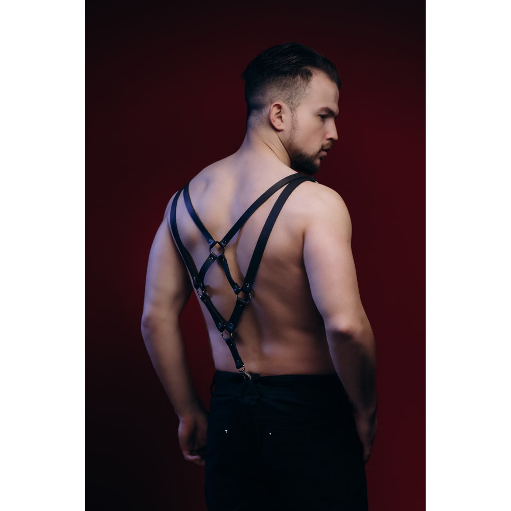Портупея мужская из натуральной кожи, черная, One Size, Candy Hero 40 см х 2 см, фото №0 — секс шоп Украина, NO TABOO