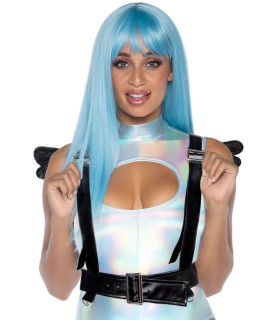 Портупея з крилами Leg Avenue Furry Angel wing body harness чорного кольору, O/S - No Taboo
