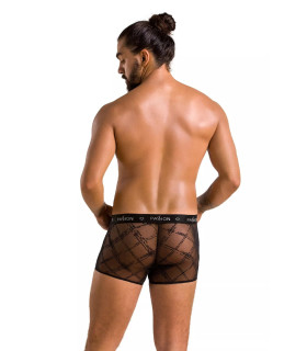 Чоловічі труси шорти Passion Men James, S/M, прозорі з геометричним візерунком, чорного кольору - No Taboo