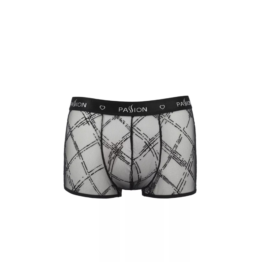 Мужские трусы шорты Passion Men James, L/XL, прозрачные с геометрическим узором, черного цвета, фото №3 — секс шоп Украина, NO TABOO